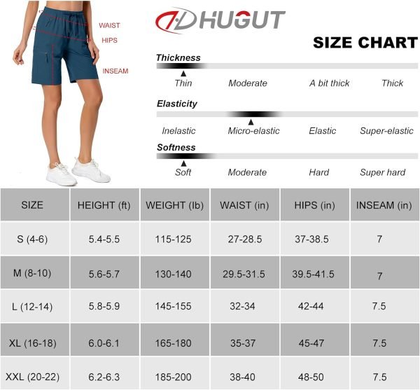 Women's Lightweight Hiking Cargo Shorts Quick Dry Athletic Shorts for Camping Travel Golf with Zipper Pockets Water Resistant