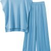 2 Piece Outfits for Women Sweater Sets Knit Vest Tops Elastic Waisted Pants