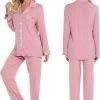 Pajamas Set Long Sleeve Womens Button Down Sleepwear Two Piece Nightwear Soft Pj Lounge Sets S-XXL