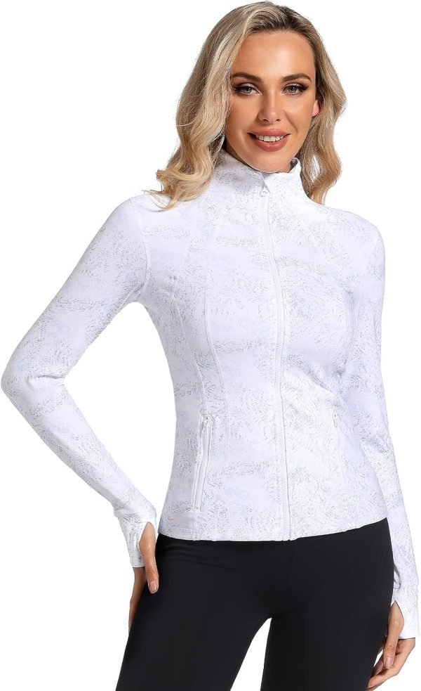 Womens Sports Running Yoga Jacket Slim Fit Full Zip Track Jacket Turtleneck Workout Jacket