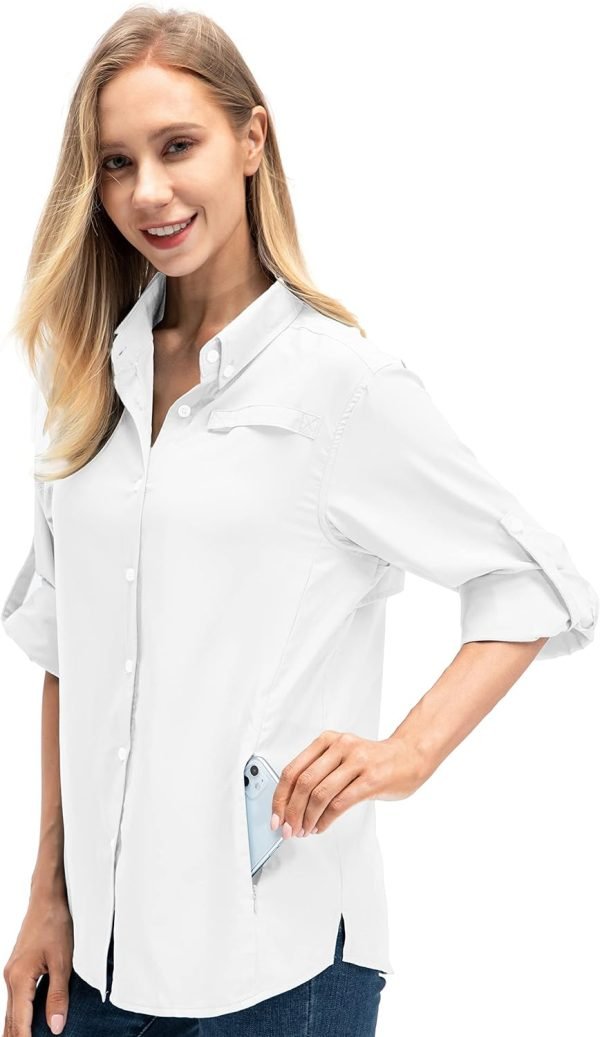 Women's Quick Dry Sun UV Protection Convertible Long Sleeve Shirts for Hiking Camping Fishing Sailing