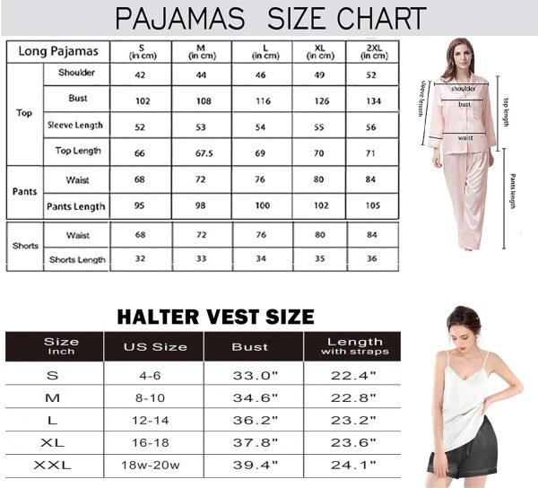 71T7rcWBAJL._AC_SL1500 6Pcs Womens Silk Satin Pajama Sets Pj Sets Long Pjs Set Pajamas Sleepwear Camisole Sexy Cami