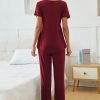 Women's Maternity Nursing Pajama Set Breastfeeding Loungewear Mama Clothes Short Sleeve Top & Pants Pregnancy PJS