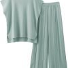 2 Piece Outfits for Women Sweater Sets Knit Vest Tops Elastic Waisted Pants