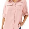 Women's UPF 50+ Long Sleeve UV Sun Protection Safari Shirt, Quick Dry SPF Hiking Fishing Breathable Shirts