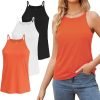 High Neck Tank Top for Women Camisole Trendy Sleeveless Shirts Loose Fit Cami Tanks 3 Pack