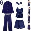 71XyBg2oi1L._AC_SL1500 6Pcs Womens Silk Satin Pajama Sets Pj Sets Long Pjs Set Pajamas Sleepwear Camisole Sexy Cami