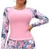 Women's Long Sleeves Rash Guard Athletic Swim Aztec Tankini Sets Swimsuit