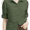 71YzL7pTSAL._AC_SL1500 Womens Sun Protection Safari Shirt Quick Dry SPF 50 UV Lightweight Fishing Travel Hiking Outdoor Shirts with Zipper Pockets