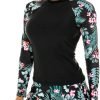 Women's Long Sleeves Rash Guard Athletic Swim Aztec Tankini Sets Swimsuit