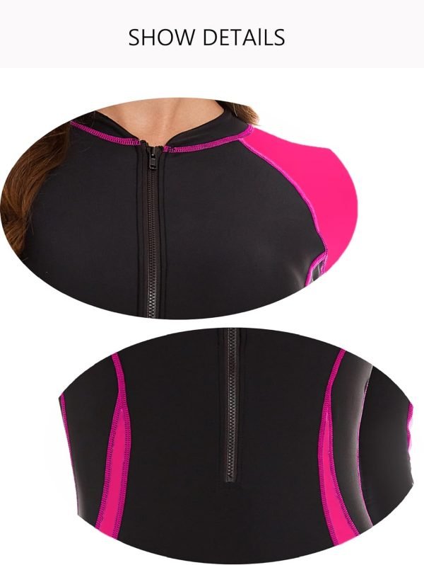 Women Zip Rash Guard Long Sleeve One Piece Splice Swimsuit UPF 50+ Tummy Control Surfing Bathing Suits Boyshort Bottom
