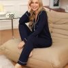 Pajamas Set Long Sleeve Womens Button Down Sleepwear Two Piece Nightwear Soft Pj Lounge Sets S-XXL