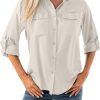Women's Quick Dry Sun UV Protection Convertible Long Sleeve Shirts for Hiking Camping Fishing Sailing