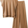 2 Piece Outfits for Women Sweater Sets Knit Vest Tops Elastic Waisted Pants