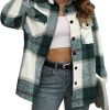 Trendy Queen Womens Flannel Shacket Jacket Casual Plaid Button Down Long Sleeve Shirt Fall Clothes Outfits