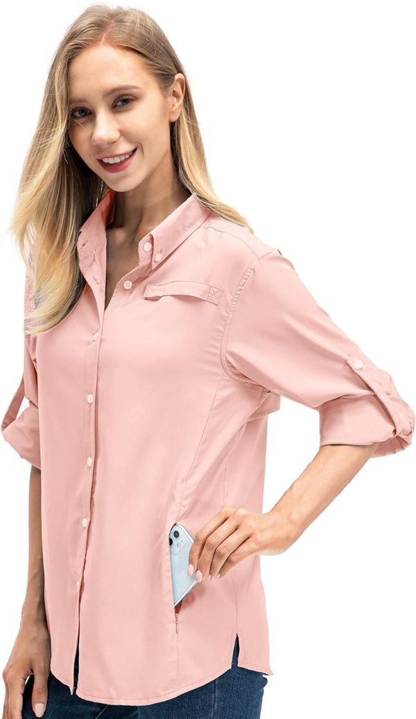 Women's Quick Dry Sun UV Protection Convertible Long Sleeve Shirts for Hiking Camping Fishing Sailing