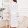 Long Cotton Nightgown Women's Long Sleeve Sleepwear Full Length Night Dress Soft Comfy Loungewear