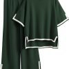 Womens Knit 2 Piece Sweater Sets Short Sleeve Pullover Tops Elastic Waist Wide Leg Pants Lounge Set