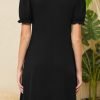 Women's Casual Dresses Puff Short Sleeve V-Neck Cocktail Dress with Pockets