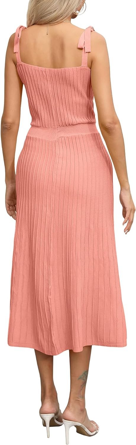 71oCOF1PiEL._AC_SL1500 Women's 2024 Summer Maxi Dresses Tie Spaghetti Strap Square Neck Ribbed Knit Dress