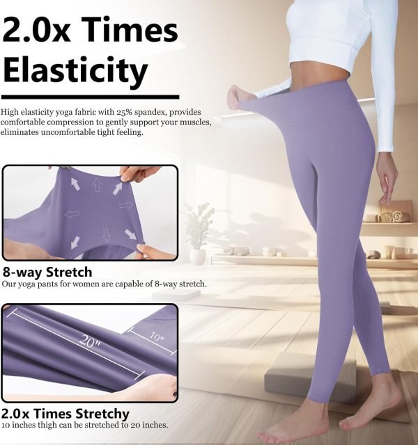 High Waisted Yoga Pants with Pockets, Tummy Control Workout Athletic Yoga Leggings for Women