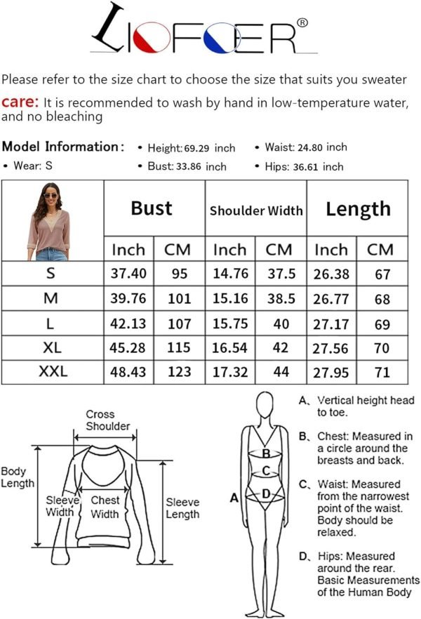 Women's Casual 3/4 Sleeve Shirts Lace V Neck Color Block Dressy Tops Trendy Hollow Floral Blouses T Shirts S-XXL