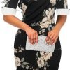 Women's Slim Fit Plaid Floral Printed Half Sleeve Formal Body-con Dress Pencil Dresses SK276