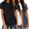 Womens 3 Pack T Shirts Basic Short Sleeve Tees Crewneck Fashion Tops Loose Fit Lightweight Casual Summer Clothes 2024