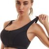 Womens Sports Bra with Zip Closure and Racerback,Wireless Bras,Four-Way Stretch Fabric with Removable Padded