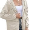 Women's Raincoats Lightweight Waterproof Windproof Adjustable Windbreaker Rain Jackets Hooded with Pockets S-XXL