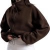 Women's Full Zip Fleece Short Jacket Oversized Athletic Running Long Sleeve Stand Collar Crop Warm Sherpa Coat
