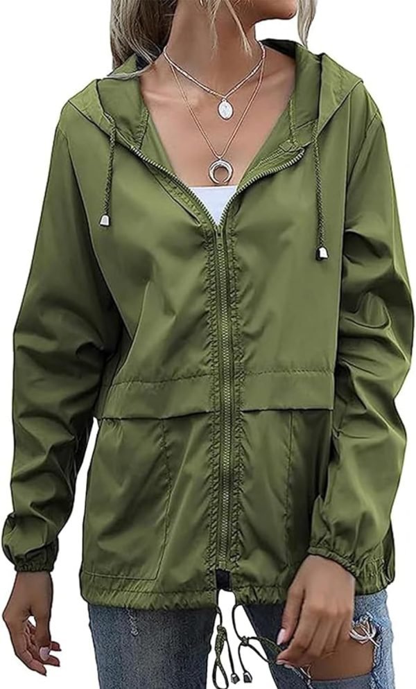 71s1h06IFGL._AC_SL1500 Women's Waterproof Raincoat Lightweight Rain Jacket Hooded Windbreaker with Pockets for Outdoor