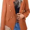Womens Casual Blazer 2024 Spring Open Front Business Work Tweed Plaid Jacket Suit Pocket (S-XXL)