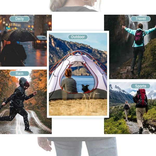 Women's Raincoats Windbreaker Rain Jacket Waterproof Lightweight Outdoor Hooded Trench Coats S-XXL