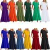 71v2NMGggNL._AC_SL1500 Womens Summer Dresses Casual Short Sleeve Crewneck Swing Dress Casual Tiered t Shirt Dress with Pockets 2024 Trendy Outfits