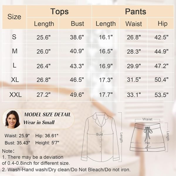 71wBH0-XcFL._AC_SL1500 Button Down Pajamas Sets Women Two-Piece Satin Silk Pjs Sets Loungewear Long Sleeve Sleepwear Shorts Nightwear Sets