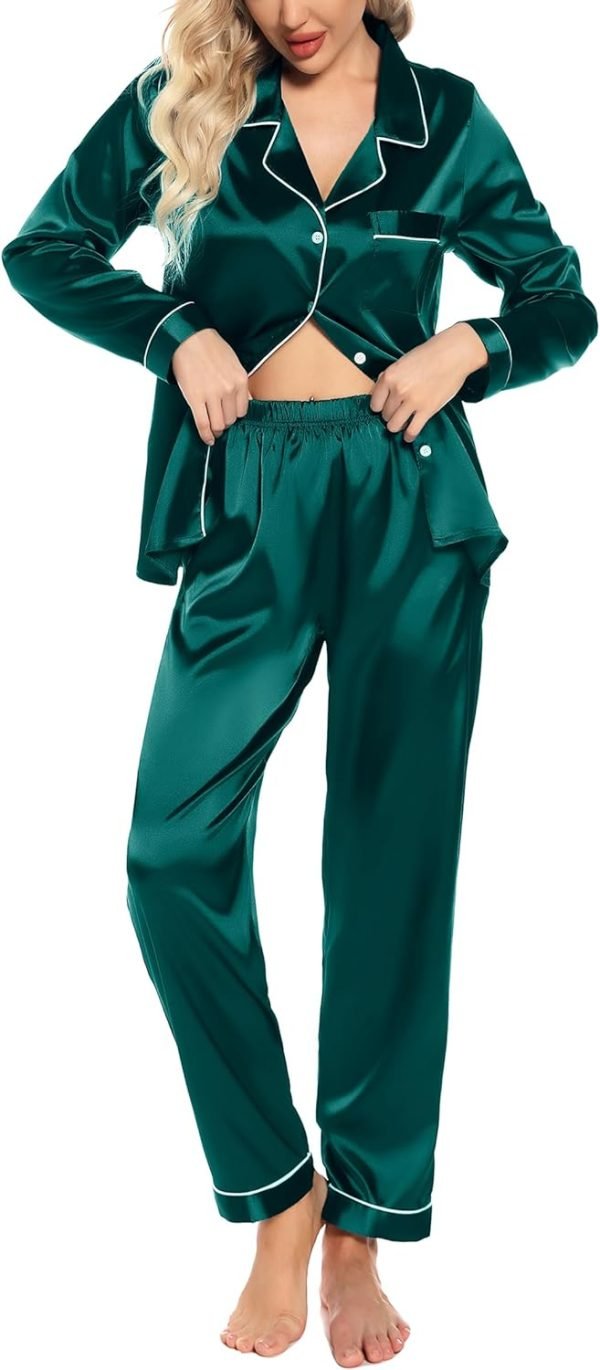 Pajamas Set Long Sleeve Womens Button Down Sleepwear Two Piece Nightwear Soft Pj Lounge Sets S-XXL