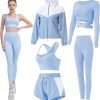 Workout Sets for Women 5 PCS Yoga Outfits Activewear Tracksuit Sets