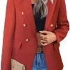 Womens Casual Blazer 2024 Spring Open Front Business Work Tweed Plaid Jacket Suit Pocket (S-XXL)