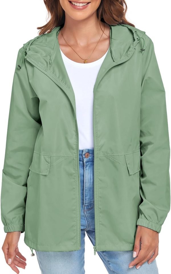 Women's Lightweight Raincoat Waterproof Packable Outdoor Windproof Hooded Active Rain Jacket S-XXL