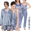 71yj-2NDP3L._AC_SL1500 6Pcs Womens Silk Satin Pajama Sets Pj Sets Long Pjs Set Pajamas Sleepwear Camisole Sexy Cami
