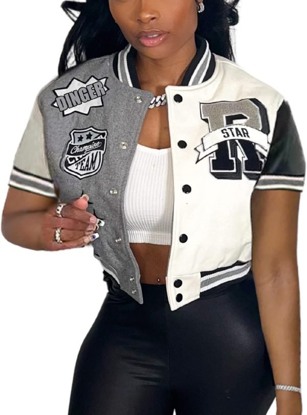 Button Down Shirts for Women Short Sleeve Cropped Varsity Jacket for Women Summer Tops for Women 2024 S-XXL