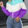 810rnHhxbiL._AC_SL1500 Women’s Lightweight Windbreaker Sport Jacket Zip Up Color Block Coat Casual Long Sleeve Jogging Outerwear
