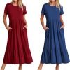 813KZBSoUgL._AC_SL1500 Womens Summer Dresses Casual Short Sleeve Crewneck Swing Dress Casual Tiered t Shirt Dress with Pockets 2024 Trendy Outfits