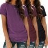 Womens 3 Pack T Shirts Basic Short Sleeve Tees Crewneck Fashion Tops Loose Fit Lightweight Casual Summer Clothes 2024