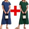 81DMpe_jPuL._AC_SL1500 Womens Summer Dresses Casual Short Sleeve Crewneck Swing Dress Casual Tiered t Shirt Dress with Pockets 2024 Trendy Outfits