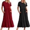 81IVHwQwq_L._AC_SL1500 Womens Summer Dresses Casual Short Sleeve Crewneck Swing Dress Casual Tiered t Shirt Dress with Pockets 2024 Trendy Outfits