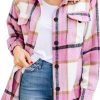 Trendy Queen Womens Flannel Shacket Jacket Casual Plaid Button Down Long Sleeve Shirt Fall Clothes Outfits
