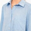 Women's Tunic Mini Shirt Dress Cotton Long Sleeve Ruffle Hem Dress Button Up Shift Chambray Dresses