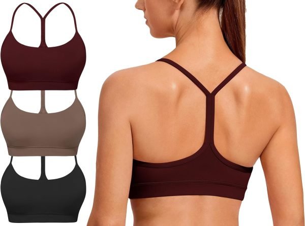 81gGeKDh_kL._AC_SL1500 Spaghetti Strap Padded Sports Bras for Women - Y Back Yoga Workout Tops (3 Pack)